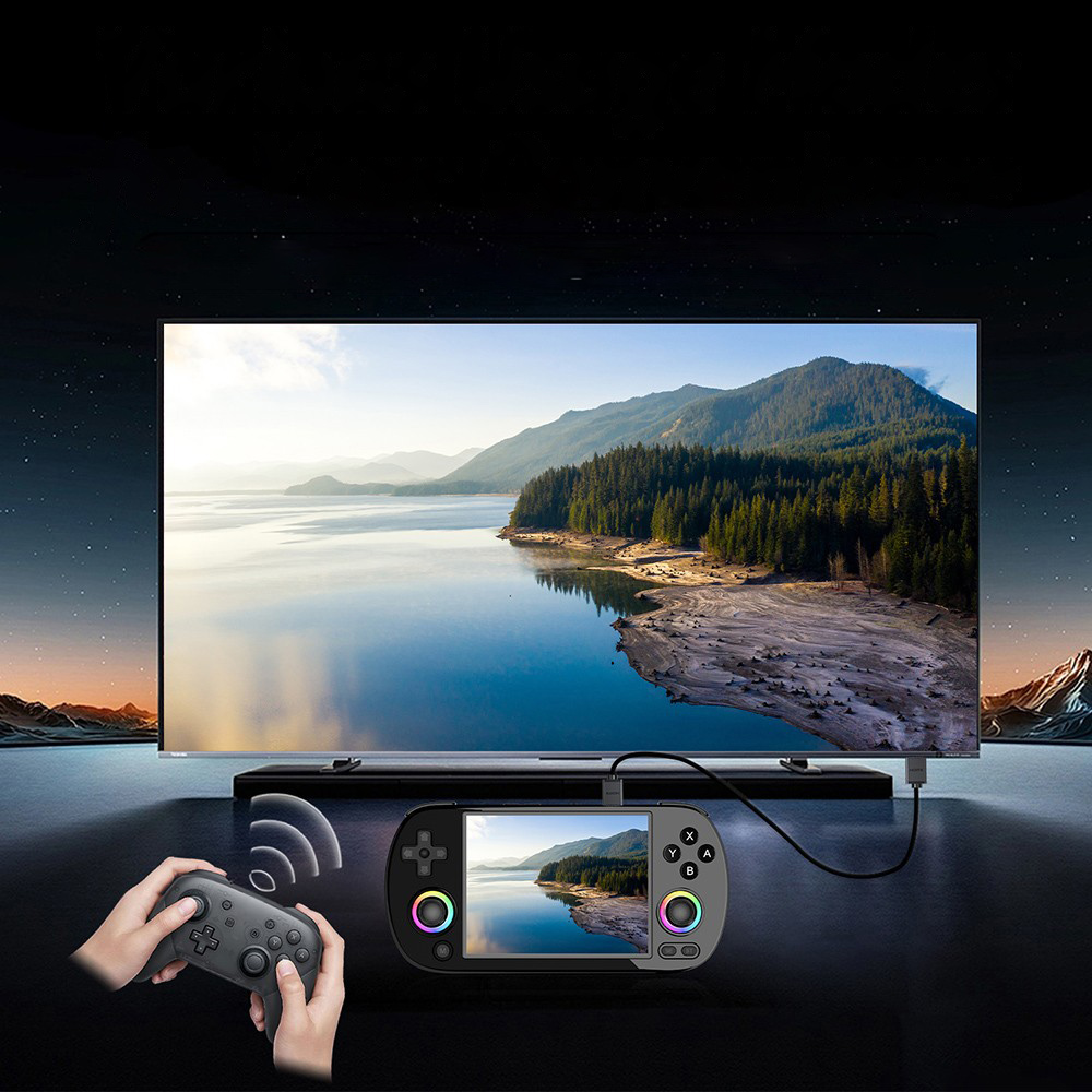 ANBERNIC RG40XX H Retro-Spielkonsole mit RGB-Licht, 32 GB + 256 GB TF-Karte mit &uuml;ber 16.000 Spielen, LPDDR4 1 GB, 640 x 480P IPS-Bildschirm, 3200 mAh Akku f&uuml;r 6 Stunden Autonomie, Linux-Betriebssystem, 5G WLAN Bluetooth, Moonlight-Streaming &ndash; Schwarz