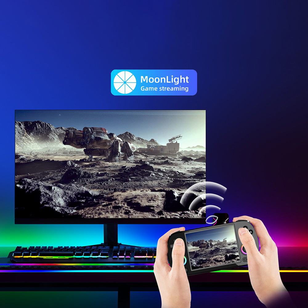 ANBERNIC RG40XX H Retro-Spielkonsole mit RGB-Licht, 32 GB + 256 GB TF-Karte mit &uuml;ber 16.000 Spielen, LPDDR4 1 GB, 640 x 480P IPS-Bildschirm, 3200 mAh Akku f&uuml;r 6 Stunden Autonomie, Linux-Betriebssystem, 5G WLAN Bluetooth, Moonlight-Streaming &ndash; Schwarz