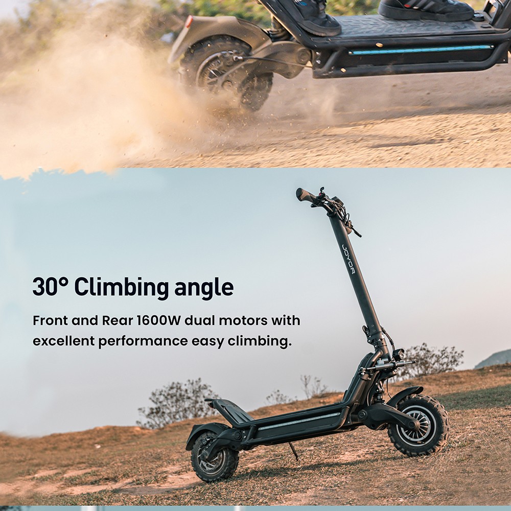 Joyor E6-S Offroad-Elektroroller, 1600W * 2 Dual-Motor, 60V 31,5Ah Batterie, 11 Zoll Reifen, 70km/h H&ouml;chstgeschwindigkeit, 65-85km Reichweite