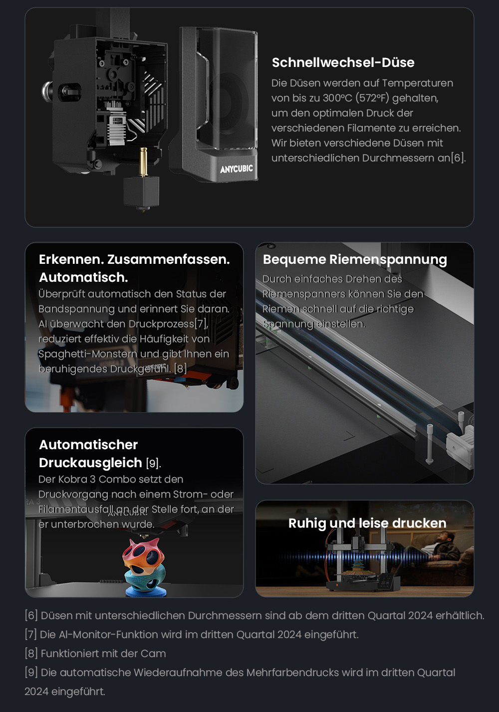 Anycubic Kobra 3 3D Drucker mit ACE Pro Combo + 6kg Creality Hyper-PLA Filament - 2kg Schwarz/Wei&szlig;/Grau