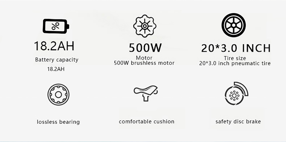 AVAKA BZ20 PLUS Elektrobicykel skladací 20*3,0 palcový Fat Tires 500W Brushless Motor 25Km/h Max. rýchlosť 48V 18.2Ah batéria 100Km dojazd 120KG max. zaťaženie Dvojkotúčová brzda Shimano 7-stupňová prevodovka IP54 Vodotesný LCD displej Špicaté koleso - čierne