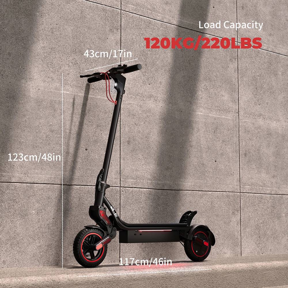 iScooter W8 Electric Scooter, 500W Motor, 48V 10.4Ah Battery, 9.3-palcová pneumatika, max. rýchlosť 40 km/h, dojazd 40 km, predná kotúčová brzda + zadná bubnová brzda, duálne tlmenie nárazov, ovládanie aplikácií