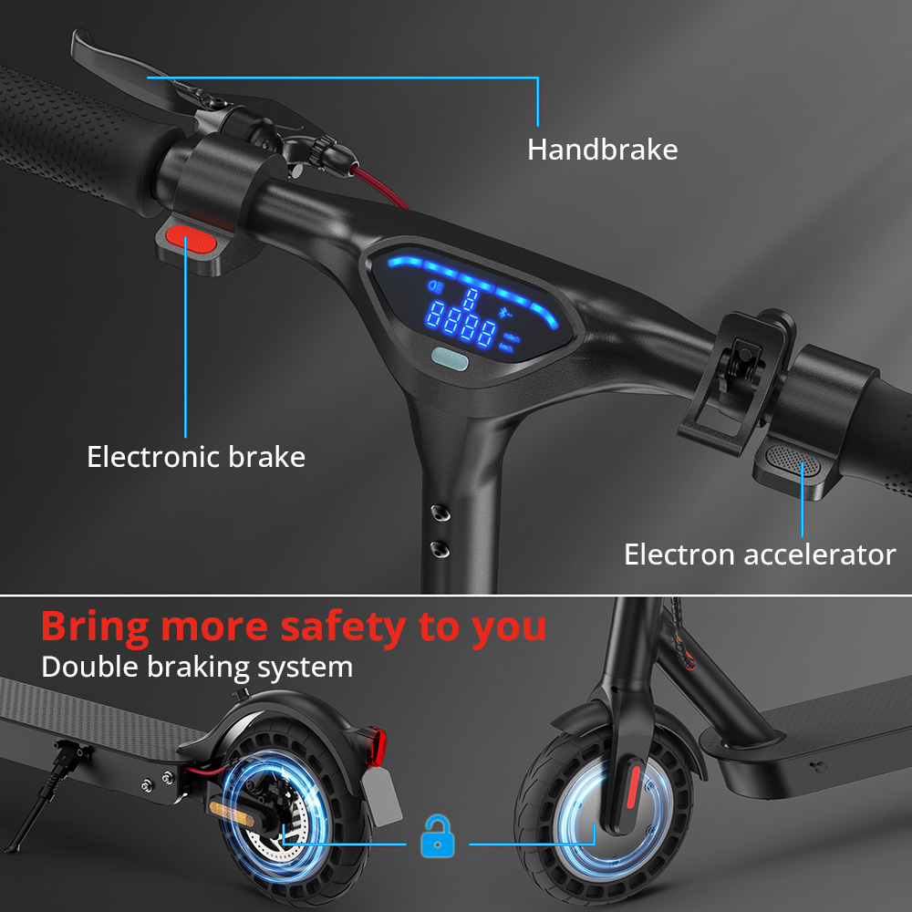 isinwheel E9T Max Electric Scooter ABE Version, 500W motor, 36V 10Ah batéria, 10-palcové pneumatiky, max. rýchlosť 20 km/h, dojazd 40 km, kotúčová brzda, zadné tlmiče