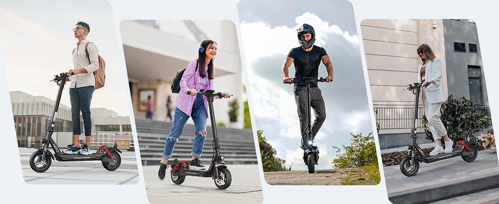 isinwheel GT1 Electric Scooter, 800W motor, 48V 10Ah batéria, 10-palcová terénna pneumatika, max. rýchlosť 45 km/h, dojazd 45 km, kotúčové brzdy, predné & zadné tlmenie nárazov, max. zaťaženie 150 kg, ovládanie aplikácií