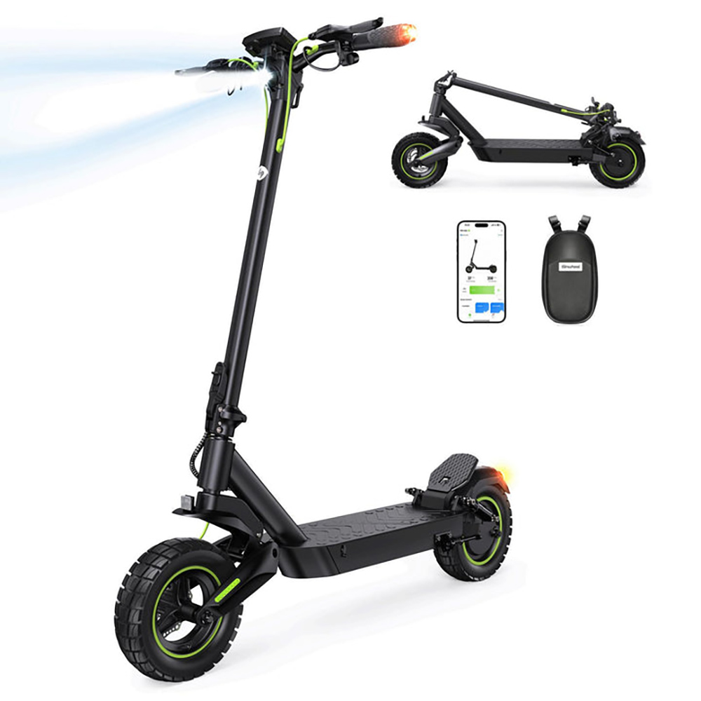 isinwheel S10MAX Electric Scooter, 1000W motor, 48V 15Ah batéria, 10-palcové terénne pneumatiky, max. rýchlosť 45 km/h, dojazd 60 km, predné a zadné kotúčové brzdy, predné a zadné dvojité tlmiče