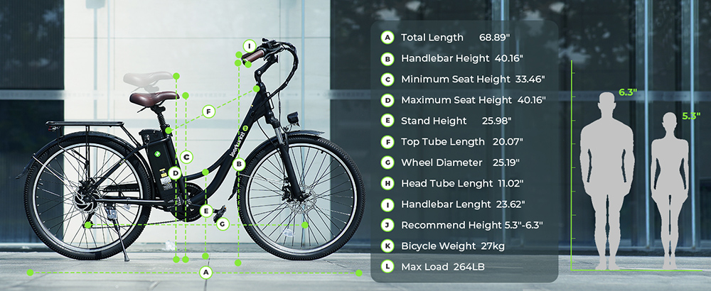 isinwheel U2 Electric Bike, 350W Motor, 36V 13Ah Battery, 26*1.95-palcové pneumatiky, max. rýchlosť 25 km/h, dojazd 75 km, mechanické kotúčové brzdy, predné odpruženie, 7-rýchlostný prevod SHIMANO, LCD displej - čierny