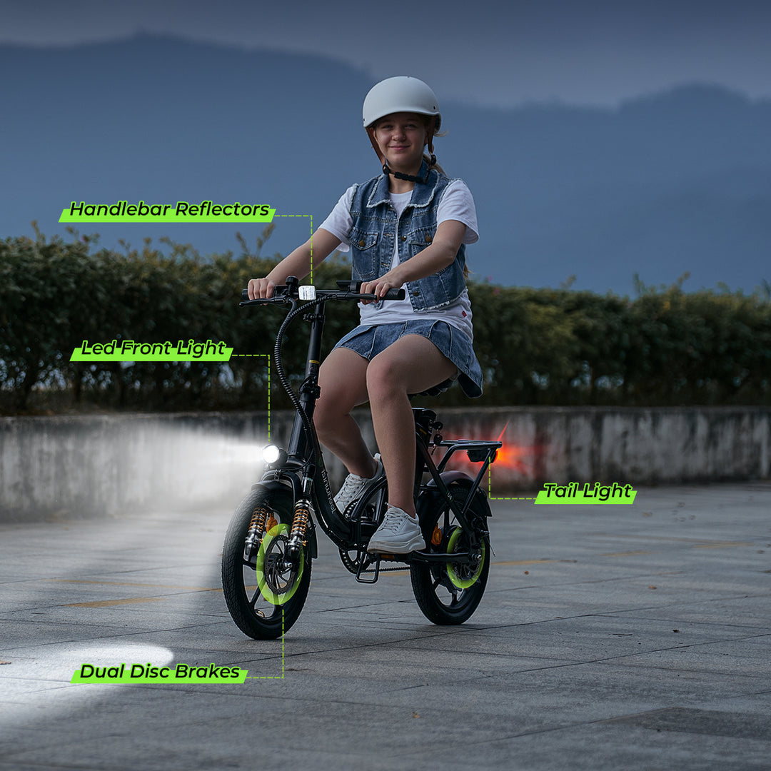 isinwheel U4 Electric Bike, 500W Motor, 36V 10.4Ah Battery, 16*2.15-palcové pneumatiky, max. rýchlosť 25 km/h, dojazd 88 km, kotúčové brzdy, dvojité odpruženie - čierny