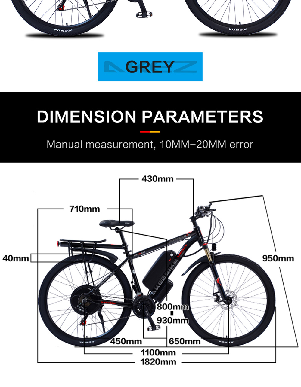 Elektrobicykel AKEZ 29'', 1000W motor, 48V 13AH batéria, 29*2.15-palcové pneumatiky, max. rýchlosť 45 km/h, dojazd 50 km, dvojité mechanické kotúčové brzdy, predná odpružená vidlica, Shimano 21 rýchlostí, LCD displej - čierny