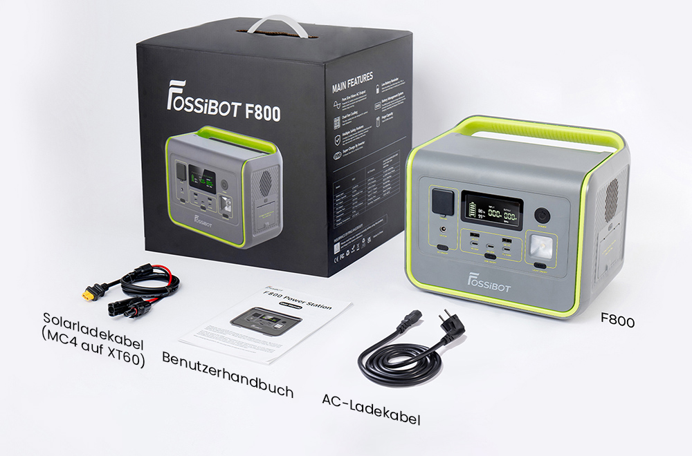 FOSSiBOT, FOSSiBOT F800, Powerstation, tragbare Powerstation, mobile Powerstation, Generator, Solargenerator, tragbare Solargenerator, Stromgenerator, Stromversorgung, tragbare Stromversorgung, tragbare Kraftwerke, tragbares Kraftwerk, Kraftwerk, Stromerzeuger