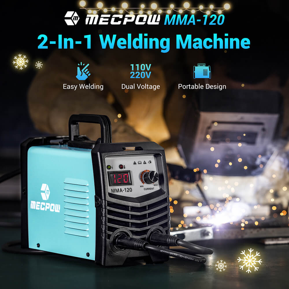 Mecpow MMA120 Stick Welder, 110/220V, MMA/LIFT TIG 2 in 1,  Overheating/ Overcurrent/ Overload/Over-Voltage Protection, LED Display
