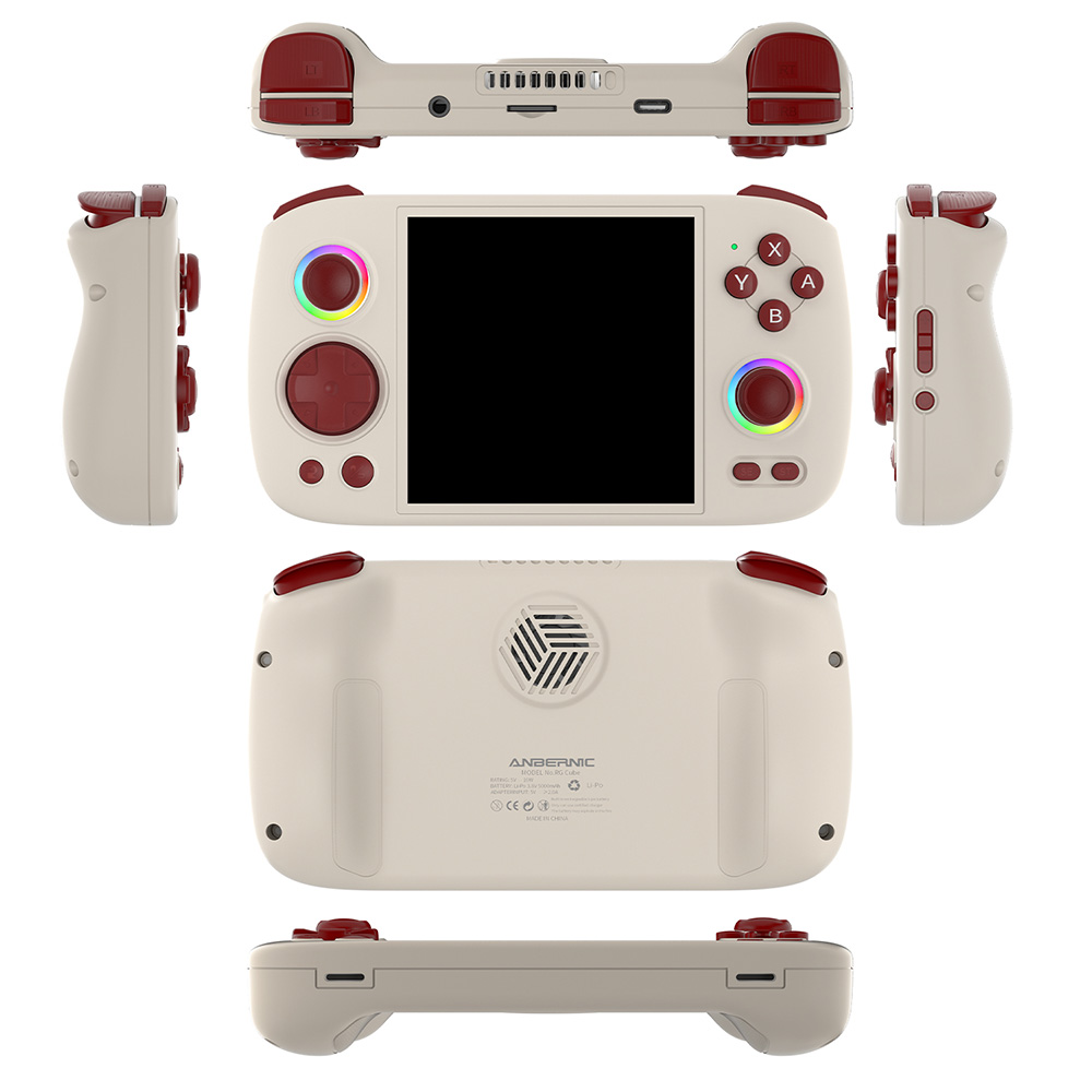 ANBERNIC RG Cube Game Console, 128GB TF Card 4000+ Games, 8GB LPDDR4X RAM 128GB UFS2.2 Storage, Android 13, 3.95-inch IPS Touchscreen 720*720, 5G WiFi Bluetooth 5.0, Moonlight Streaming, 7 Hours of Playtime, RGB Light - Grey