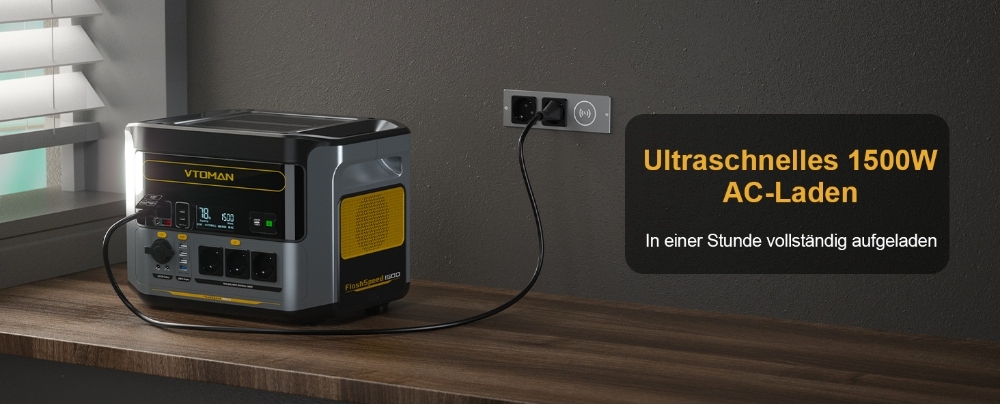 VTOMAN FlashSpeed 1500 Tragbares Kraftwerk , 1548Wh LiFePO4-Akku, 1500W Leistung, 12V DC und 100W Typ-C-Anschl&uuml;sse, mit 12 Anschl&uuml;ssen