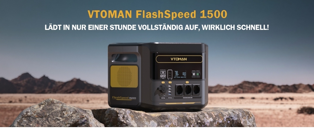 VTOMAN FlashSpeed 1500 Tragbares Kraftwerk , 1548Wh LiFePO4-Akku, 1500W Leistung, 12V DC und 100W Typ-C-Anschl&uuml;sse, mit 12 Anschl&uuml;ssen