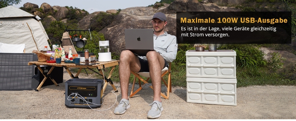 VTOMAN FlashSpeed 1500 Tragbares Kraftwerk , 1548Wh LiFePO4-Akku, 1500W Leistung, 12V DC und 100W Typ-C-Anschl&uuml;sse, mit 12 Anschl&uuml;ssen