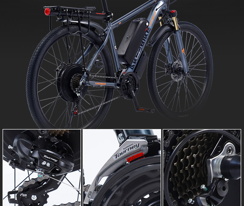 AKEZ 29 Zoll Elektrofahrrad, 1000W Motor, 48V 13AH Akku, 29x2,15 Zoll Reifen, 45 km/h Höchstgeschwindigkeit, 50 km Reichweite, doppelte mechanische Scheibenbremsen, Vorderradgabel mit Federung, Shimano 21-Gang, LCD-Display - Blau