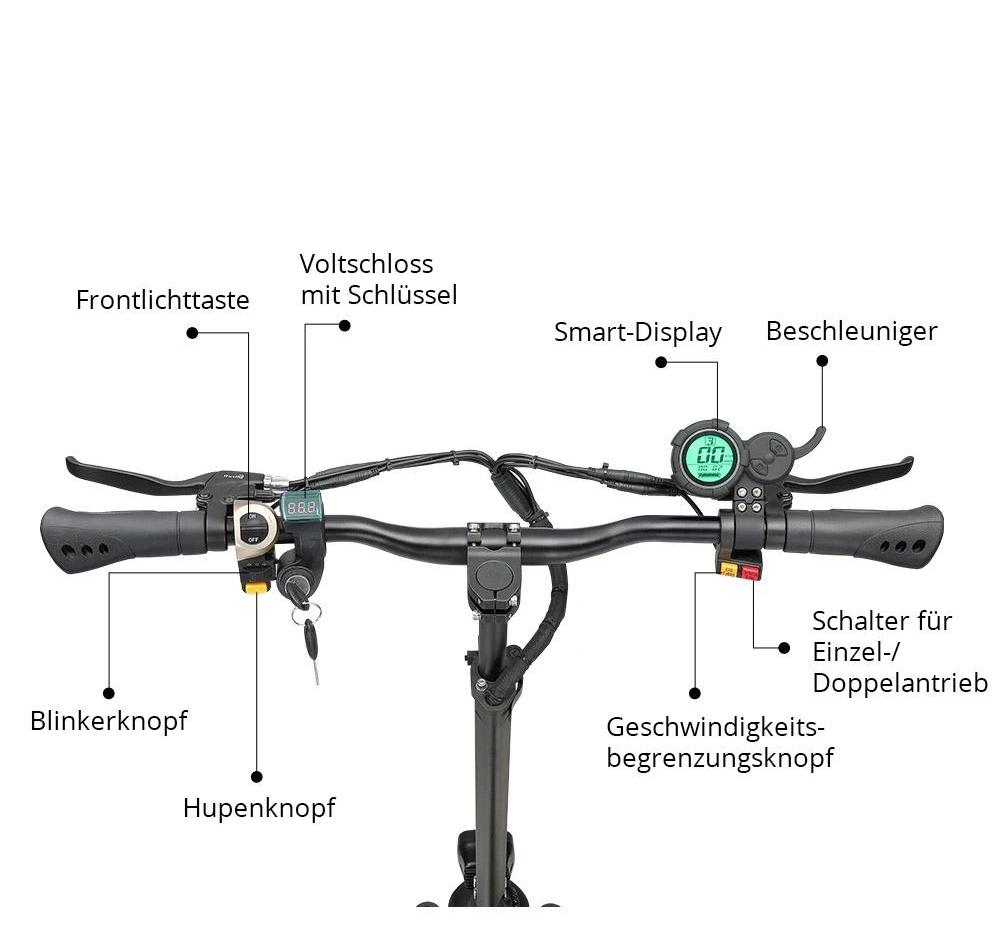 Halo Knight T104 Elektroroller, 10 Zoll Offroad-Reifen, 52V 1000Wx2 Motoren, 65 km/h H&ouml;chstgeschwindigkeit, 52V 21Ah Batterie, 45 km Reichweite