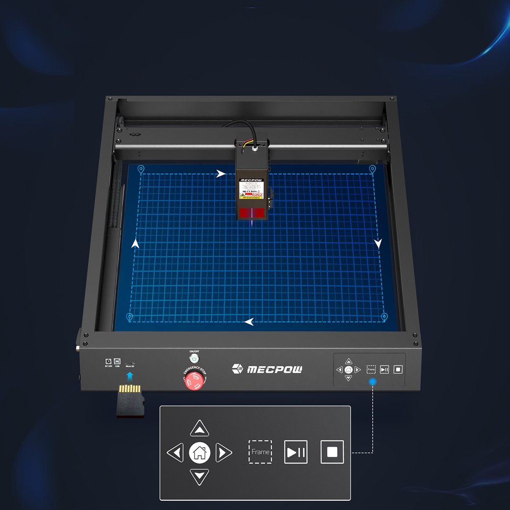 Mecpow X4 22W Laserschneider + Laserbett + Drehwalze + Klauen-Diskus-Drehzapfen