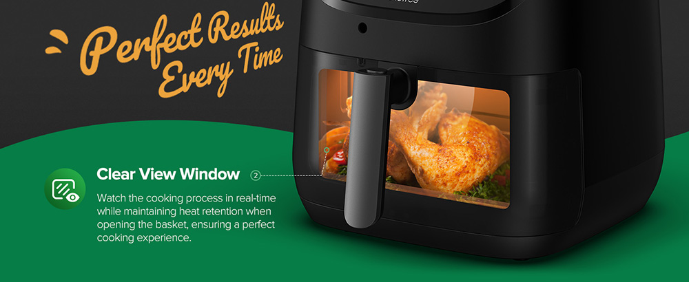 CHEFREE AF500 1700W 6.5L Air Fryer, s teplomerom s inteligentnou sondou, 8 v 1 režimov varenia, rýchly ohrev na 230 ℃, pripomienkovač pretrepania - čierny