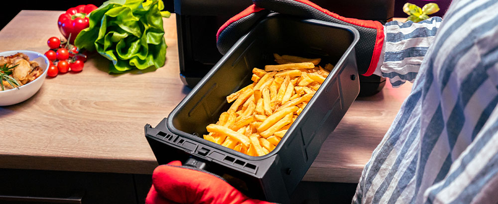 CHEFREE AFW20 Dual Air Fryer, s priezorníkom, 8 l rodinná veľkosť, nepriľnavý povrch, 8 v 1 inteligentných programov, možnosť umývania v umývačke riadu, opekanie, grilovanie, pečenie a sušenie