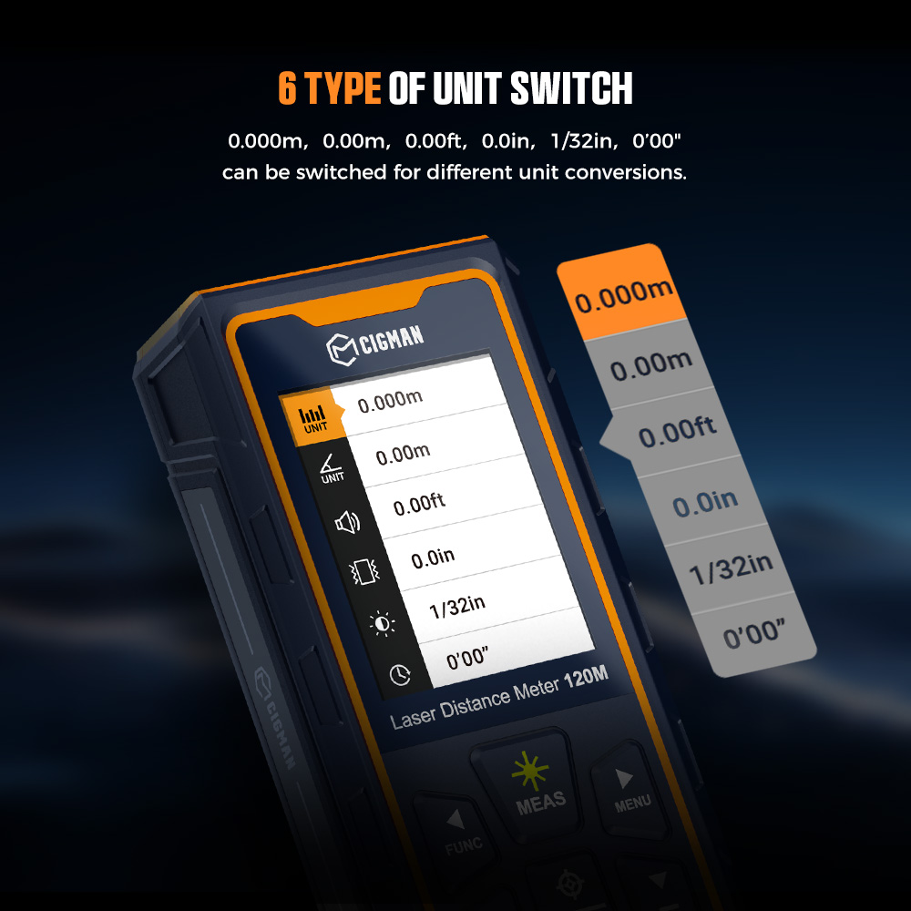 CIGMAN CD-120G Laser Measurement Tool with 4X Camera, P2P Technology, IP68, 2.4inch IPS Display
