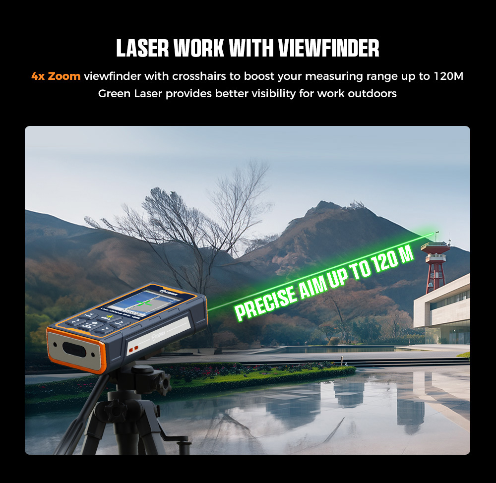 CIGMAN CD-120G Laser Measurement Tool with 4X Camera, P2P Technology, IP68, 2.4inch IPS Display