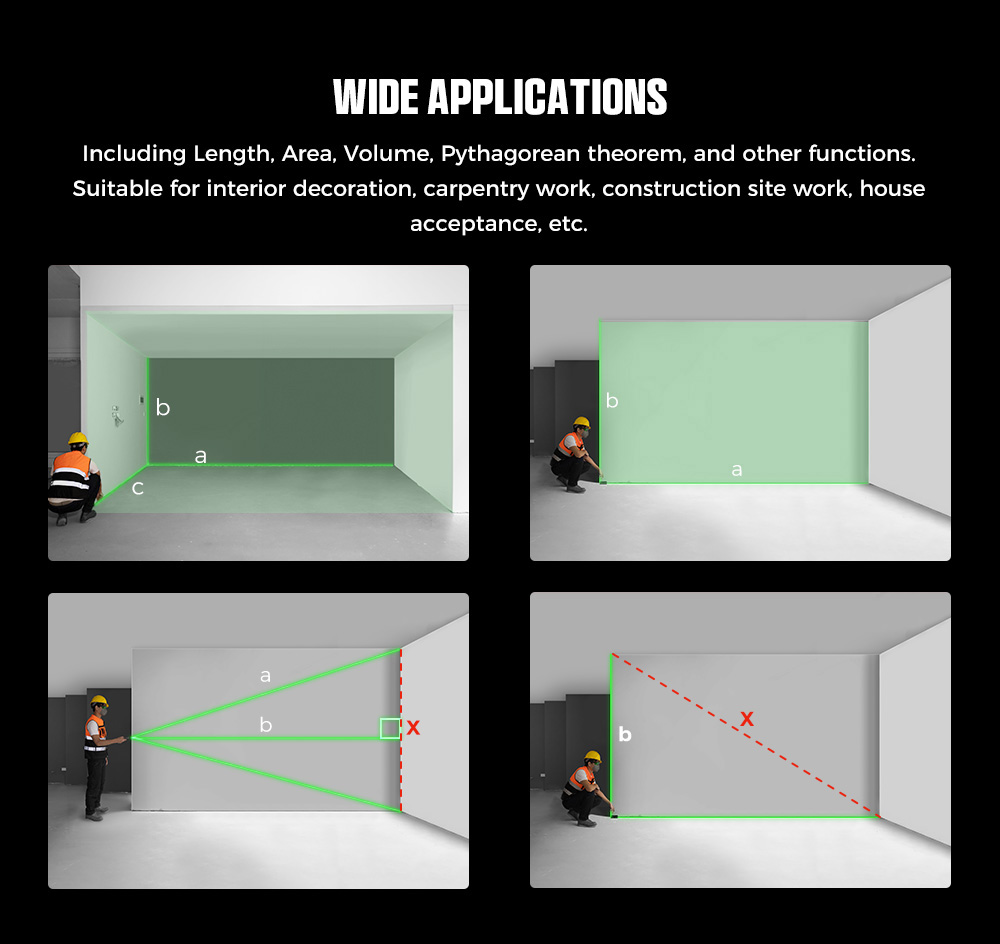 CIGMAN CD-120G Laser Measurement Tool with 4X Camera, P2P Technology, IP68, 2.4inch IPS Display