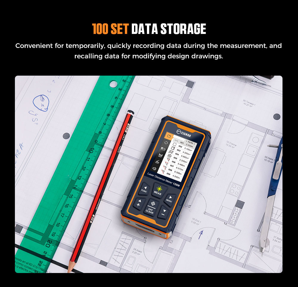 CIGMAN CD-120G Laser Measurement Tool with 4X Camera, P2P Technology, IP68, 2.4inch IPS Display