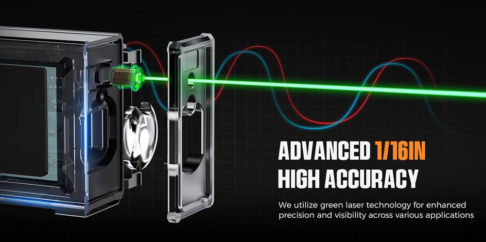 CIGMAN CD-60G 393ft/120M Bilateral Green Laser Measure, with Ft/in/M Multiple Units, Rechargeable 850mAh Battery