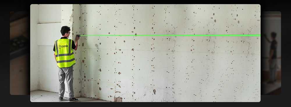 CIGMAN CD-60G 393ft/120M Bilateral Green Laser Measure, with Ft/in/M Multiple Units, Rechargeable 850mAh Battery