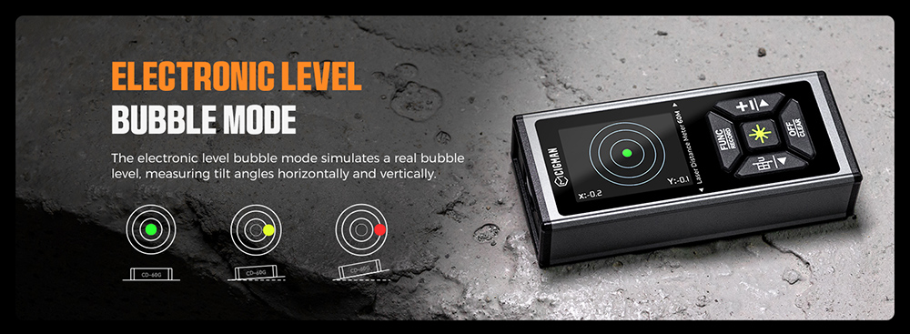 CIGMAN CD-60G 393ft/120M Bilateral Green Laser Measure, with Ft/in/M Multiple Units, Rechargeable 850mAh Battery