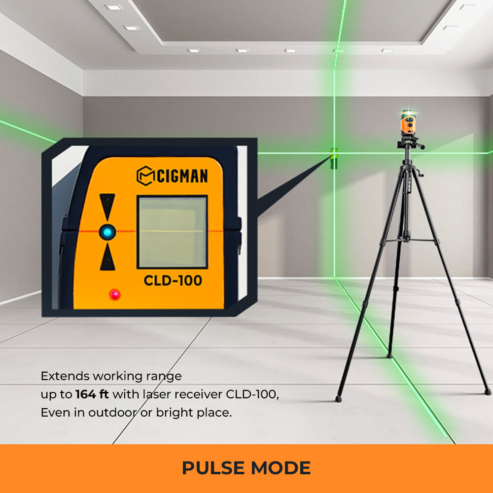 CIGMAN CM-505 360° Laserová vodováha so statívom, samonivelačná, 2000mAh+ dobíjacia batéria, doba prevádzky 9 hodín, výkonná magnetická základňa