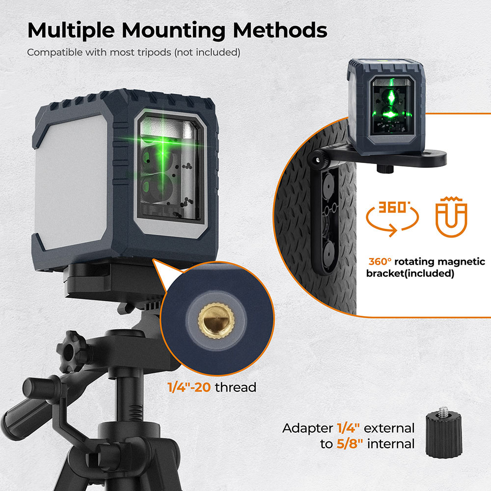 CIGMAN CM-G02A 2 Lines Laser Level, voliteľné laserové čiary, nabíjateľná batéria, viditeľnosť 100 Ft, otočná o 360°