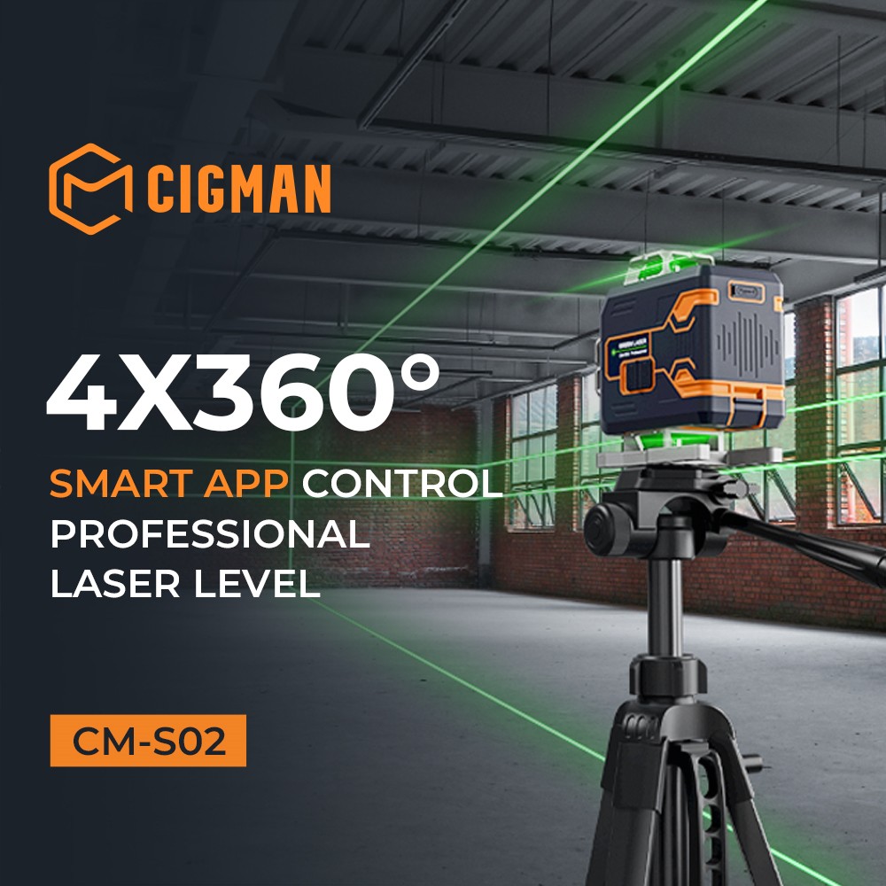 CIGMAN CM-S02 4x360° 16 Lines Laser Level, APP Control, LCD Screen, 40H Ultra Running Time