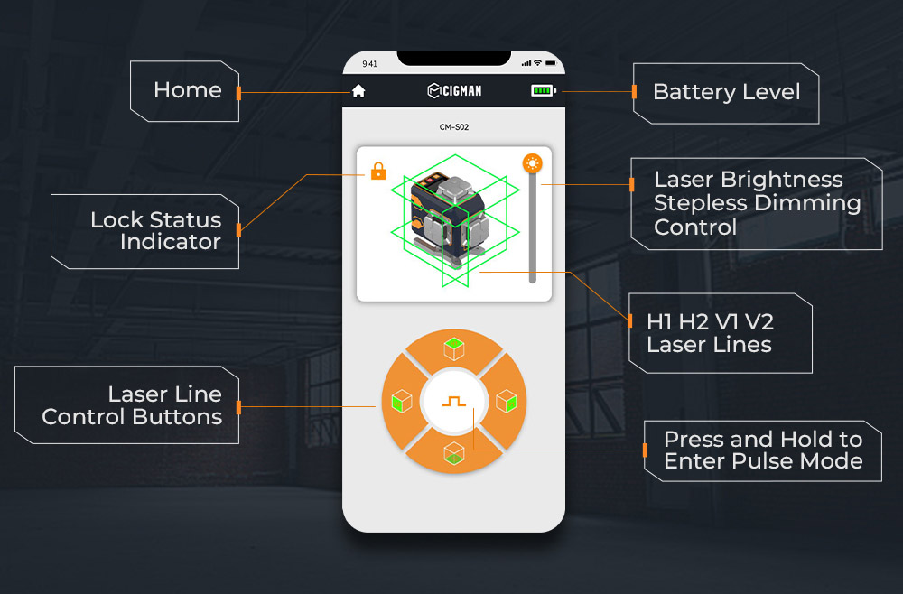 CIGMAN CM-S02 4x360° 16 Lines Laser Level, APP Control, LCD Screen, 40H Ultra Running Time