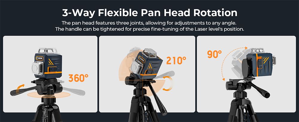 CIGMAN CTP01 1.5m/59inch Laser Level Tripod, s 3-cestnou otočnou hlavou a držiakom telefónu, rýchloupínacia doska s 1/4" skrutkovým držiakom & 5/8" UNF adaptérovou maticou