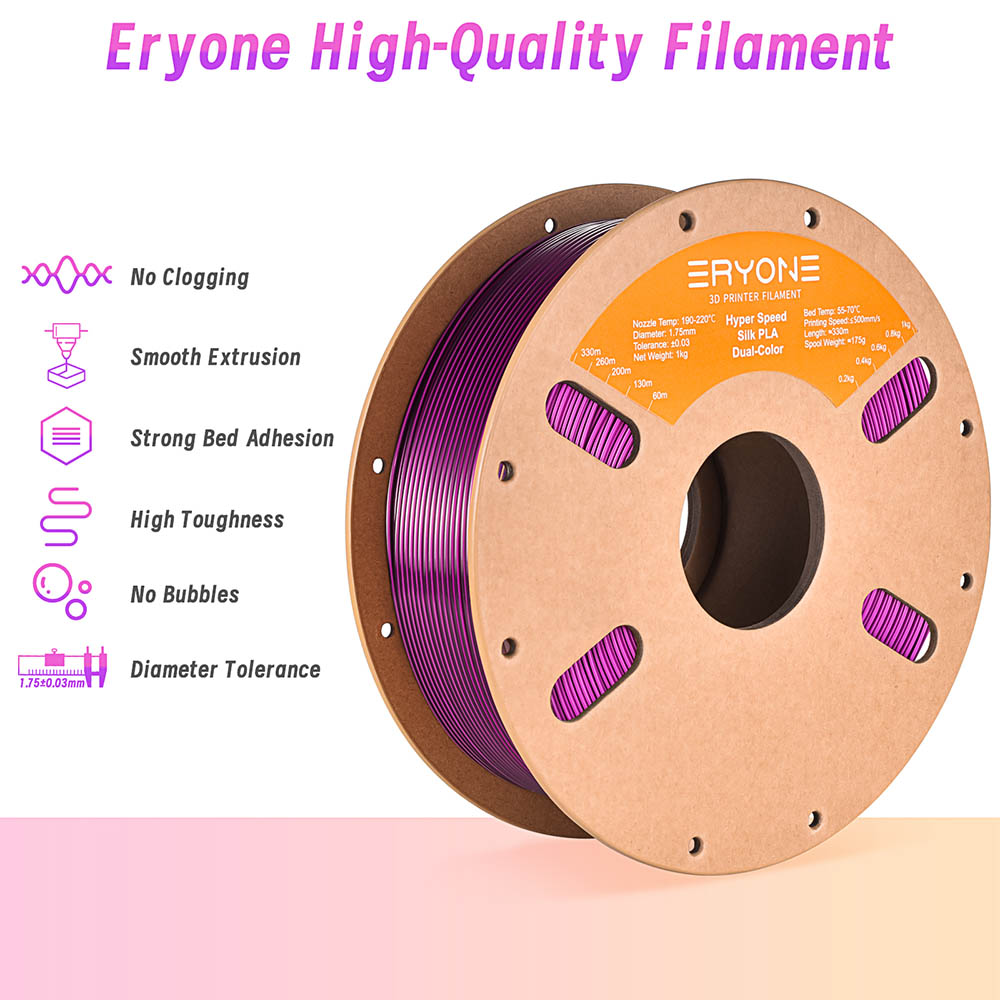 Eryone High Speed Silk Dual-color PLA Filament - Purple & Black