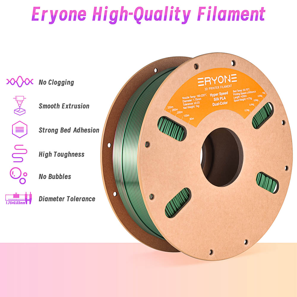 ERYONE High Speed Silk Dual-color PLA Filament - Red & Green