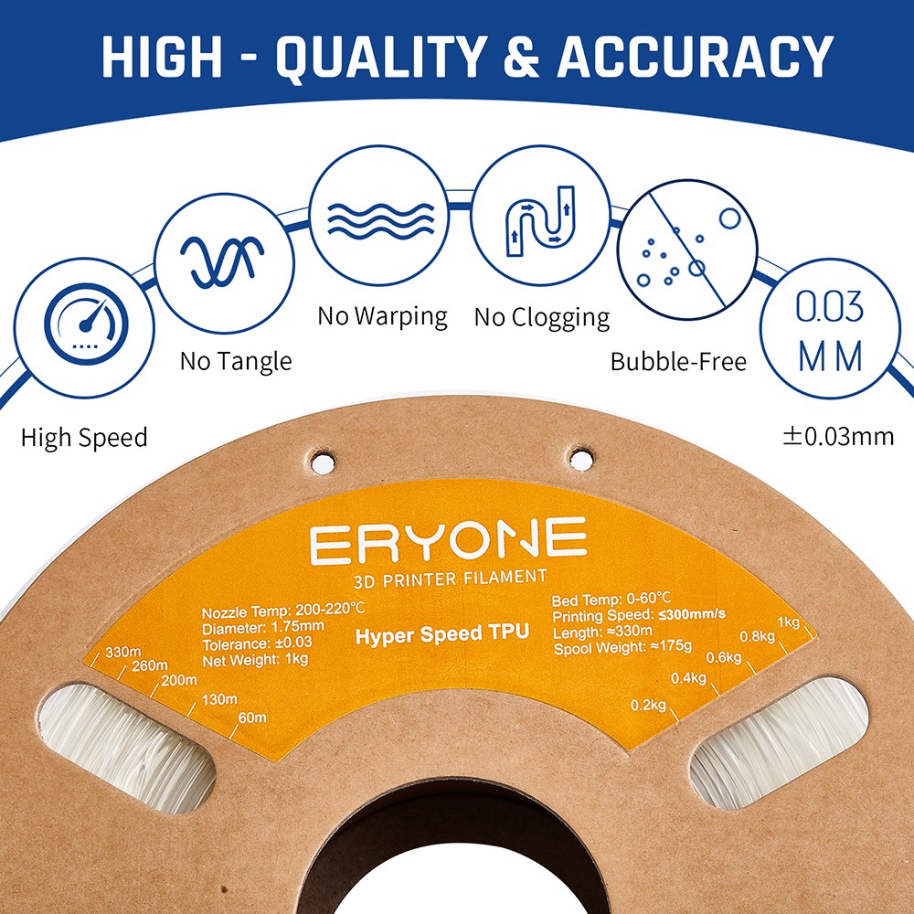 ERYONE High Speed TPU Filament 1kg - Transparent