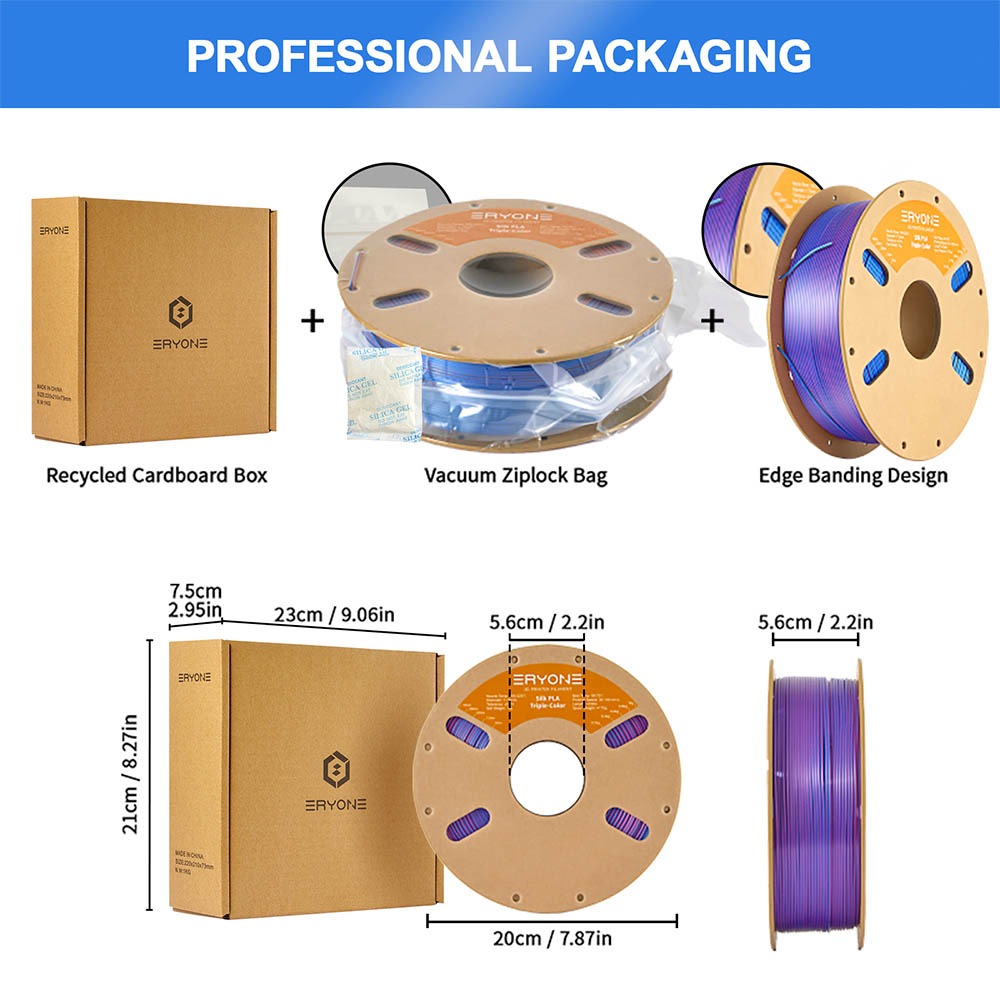 ERYONE Triple-Color Silk PLA Filament - Gold & Blue & Purple