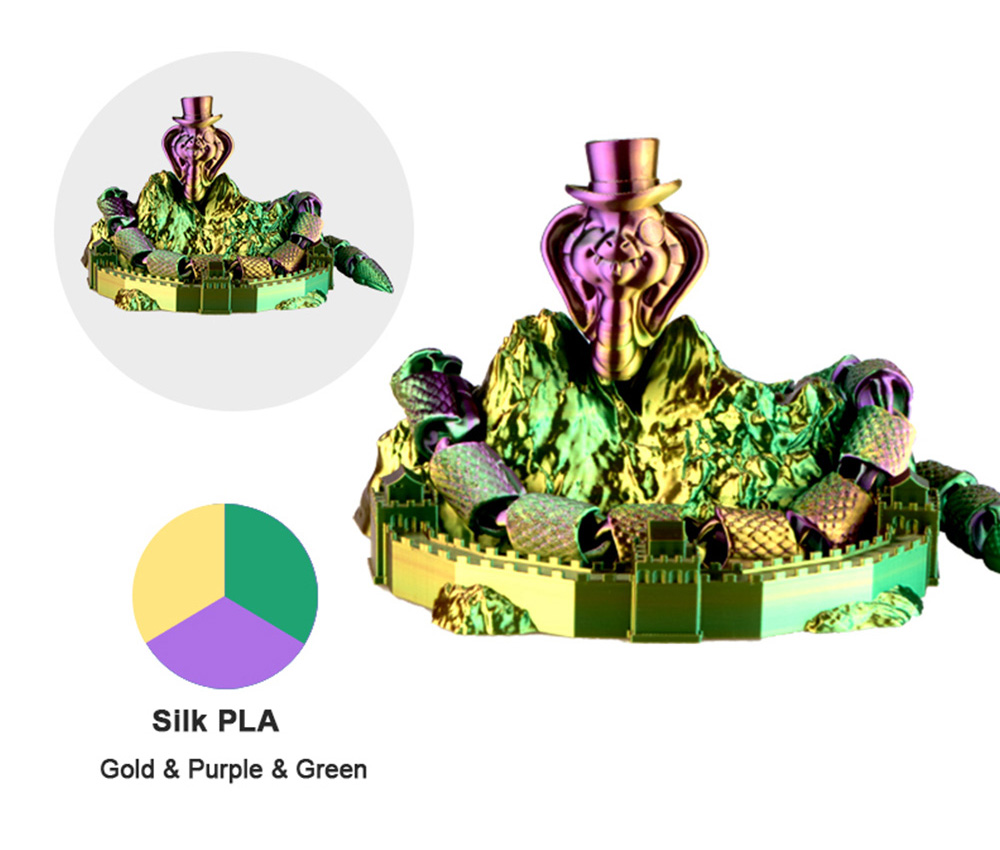 ERYONE Triple-Color Silk PLA Filament - Gold & Green & Purple