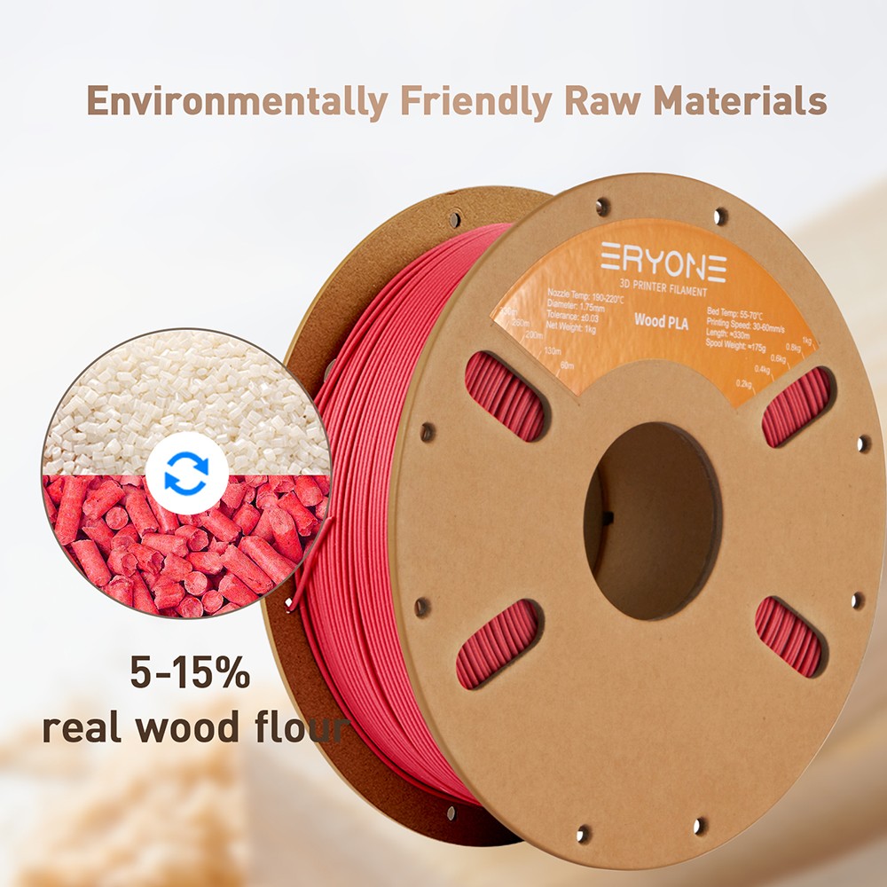 ERYONE Wood PLA Filament - Red