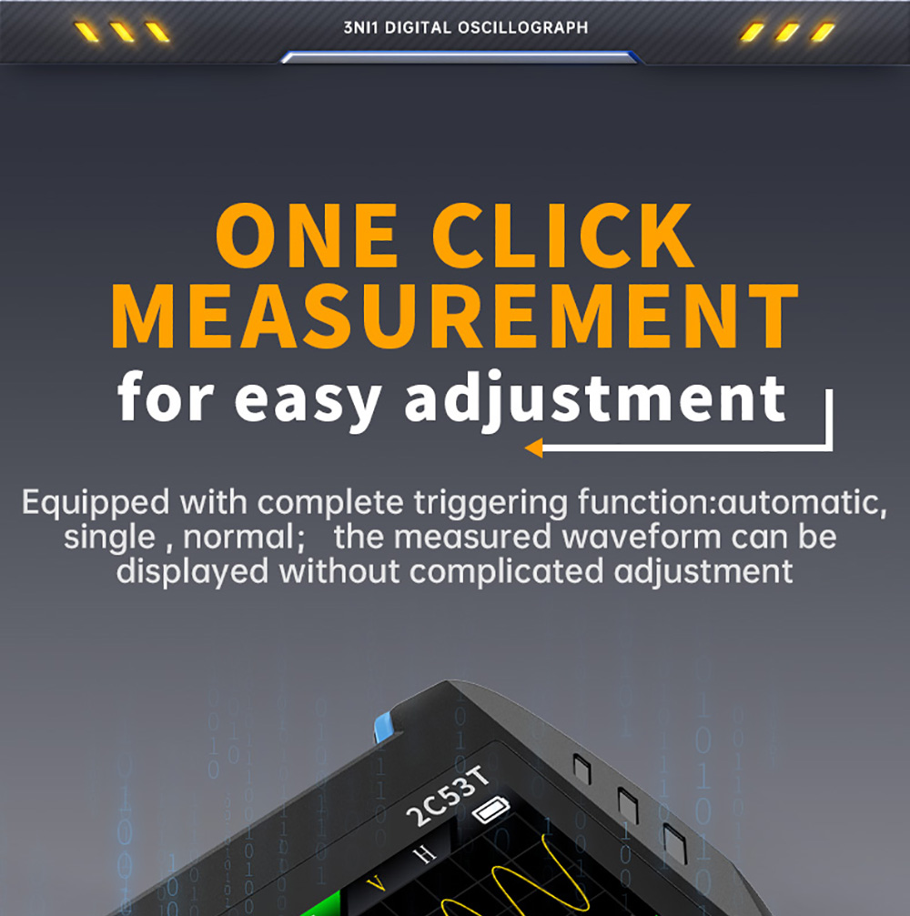 FNIRSI 2C53T 3in1 Oscilloscope Multimeter, Signal Generator, Dual Channel 50MHz Bandwidth, 250MS/s Sampling Rate, 19999 Counts, Voltage, Current, Capacitor, Resistor, Diode Test - Premium Version