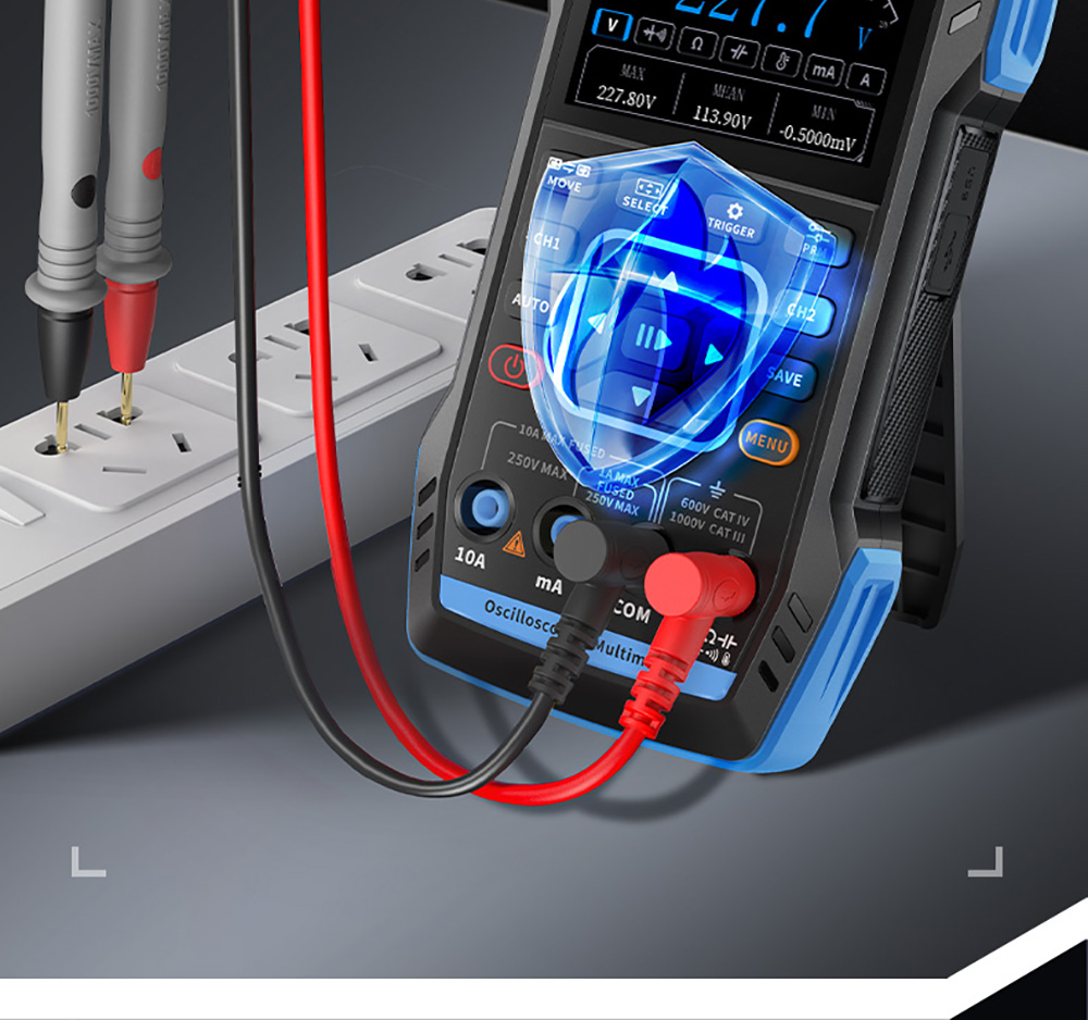 FNIRSI 2C53T 3in1 Oscilloscope Multimeter, Signal Generator, Dual Channel 50MHz Bandwidth, 250MS/s Sampling Rate, 19999 Counts, Voltage, Current, Capacitor, Resistor, Diode Test - Premium Version