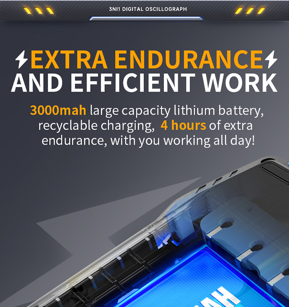 FNIRSI 2C53T 3in1 Oscilloscope Multimeter, Signal Generator, Dual Channel 50MHz Bandwidth, 250MS/s Sampling Rate, 19999 Counts, Voltage, Current, Capacitor, Resistor, Diode Test - Premium Version