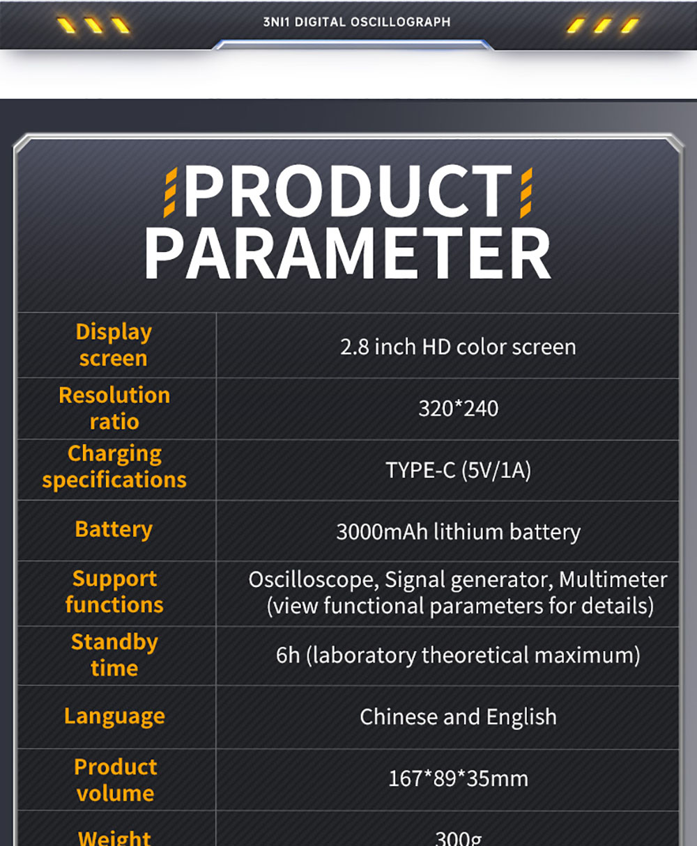 FNIRSI 2C53T 3in1 Oscilloscope Multimeter, Signal Generator, Dual Channel 50MHz Bandwidth, 250MS/s Sampling Rate, 19999 Counts, Voltage, Current, Capacitor, Resistor, Diode Test - Premium Version
