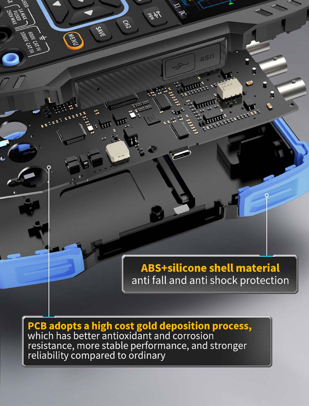 FNIRSI 2C53T 3in1 Oscilloscope Multimeter, Signal Generator, Dual Channel 50MHz Bandwidth, 250MS/s Sampling Rate, 19999 Counts, Voltage, Current, Capacitor, Resistor, Diode Test - Premium Version