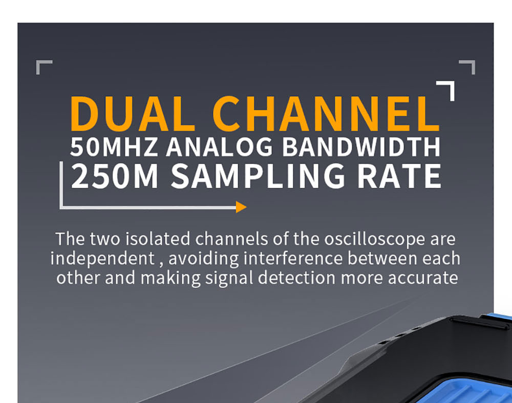 FNIRSI 2C53T 3in1 Oscilloscope Multimeter, Signal Generator, Dual Channel 50MHz Bandwidth, 250MS/s Sampling Rate, 19999 Counts, Voltage, Current, Capacitor, Resistor, Diode Test - Premium Version