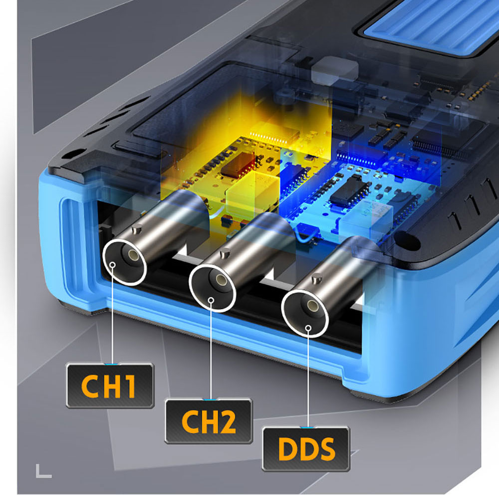 FNIRSI 2C53T 3in1 Oscilloscope Multimeter, Signal Generator, Dual Channel 50MHz Bandwidth, 250MS/s Sampling Rate, 19999 Counts, Voltage, Current, Capacitor, Resistor, Diode Test - Premium Version