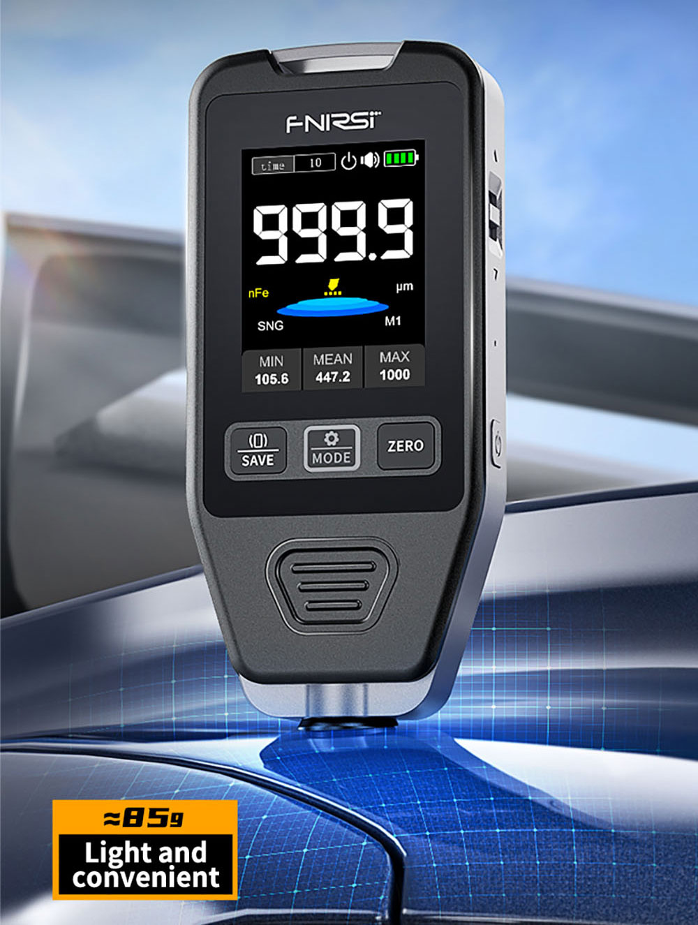 FNIRSI CTG-20 Paint Thickness Gauge, Electroplate Metal & Putty Powder Coating, for Car 0-1400um Fe/nFe/Fe+Zn