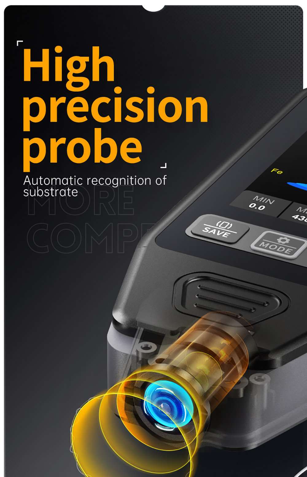 FNIRSI CTG-20 Paint Thickness Gauge, Electroplate Metal & Putty Powder Coating, for Car 0-1400um Fe/nFe/Fe+Zn